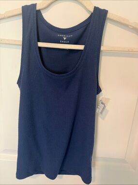 American Eagle Outfitters Navy Ribbed Scoop Neck Tank